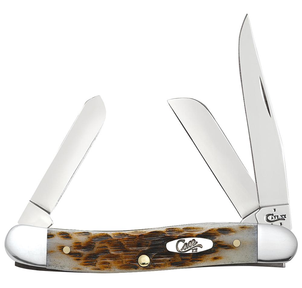 Case Amber Bone Peach Seed Jig Medium Stockman Folding Pocket Knife #00042