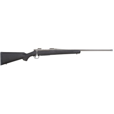 Mossberg 28261 Patriot Full Size 7mm PRC 3+1 24" Stainless Cerakote Fluted Threaded Barrel, Drilled & Tapped Stainless Cerakote Receiver, Black Fixed Synthetic Stock