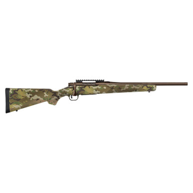 Mossberg 28279 Patriot Compact 450 Bushmaster 4+1 18" Patriot Brown Cerakote Threaded Bull Barrel, Patriot Brown Cerakote Steel Receiver w/Picatinny Rail, MultiCam Fixed Synthetic Stock