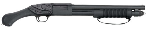Mossberg 590 Shockwave Lazer Saddle, 12 Ga, 14", 3", 5rd, Shockwave Raptor Grip, Blued