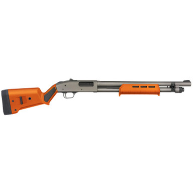 Mossberg 50792 590A1 Pro 12 Gauge Pump 3" 6+1 18.50" Tungsten Gray Cerakote Heavy Walled Barrel, Tungsten Gray Cerakote Steel Drilled & Tapped Receiver, Magpul SGA Safety Orange Synthetic Stock