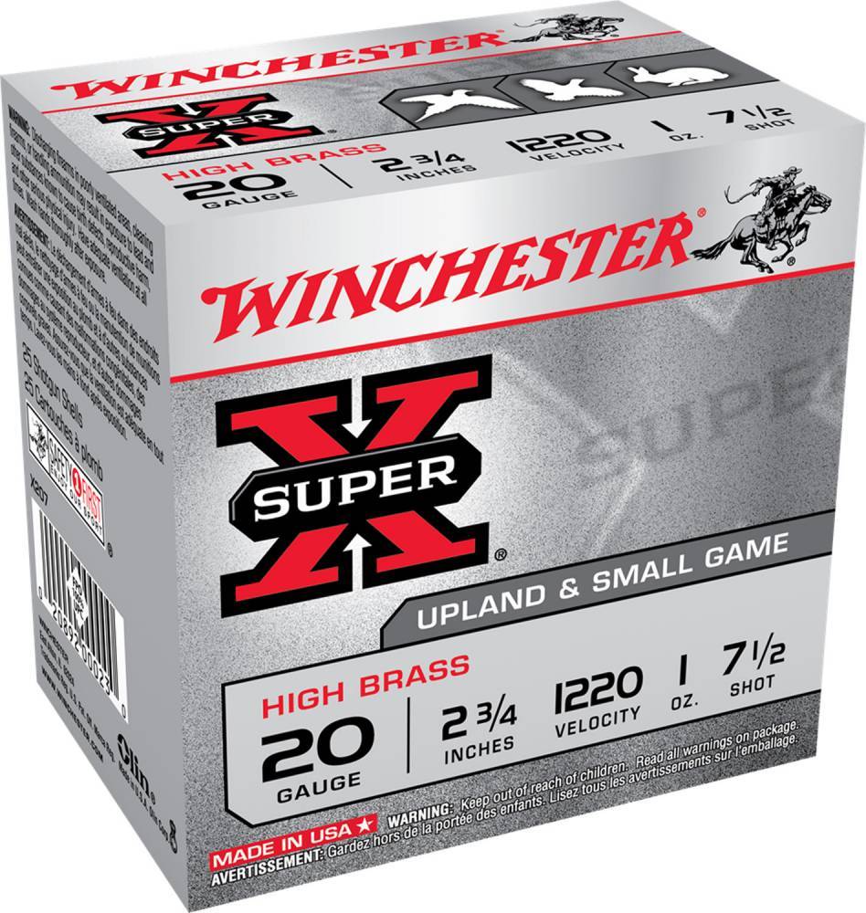 Winchester Super X 20ga 250rd case 2 3/4″ 7 1/2 Shot X207 1220FPS High Brass Game Load