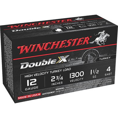 Winchester Ammo STH124 Double X High Velocity Turkey 12Gauge 2.75" 1 1/2oz 4Shot 10 Per Box/10 Case