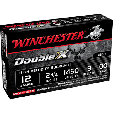Winchester Ammo SB1200 Double X High Velocity 12Gauge 2.75" 9Pellets 00Buck Shot 5 Per Box/50 Case