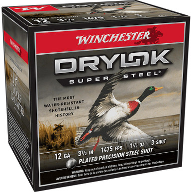 Winchester Ammo SSH12LH3 Drylok Super Steel High Velocity 12Gauge 3.50" 1 1/2oz 3Shot 25 Per Box/10 Case
