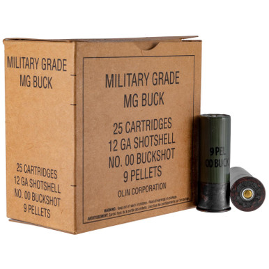 Winchester Ammo Q1544VP Military Grade 12 Gauge 2.75" 9 Pellets 00 Buck Shot 25 Rounds