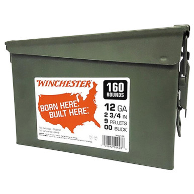 Winchester Ammo WW12C USA 12Gauge 2.75" 9Pellets 00Buck Shot 160rds/2 Case *Ammo Can