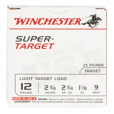 Winchester Ammo TRGT129 Super-Target Light Target 12Gauge 2.75" 1 1/8oz 9Shot 25 Per Box/10 Case