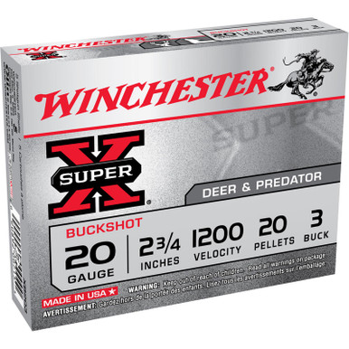 Winchester Ammo XB203VP Super X 20Gauge 2.75" 20Pellets 3Buck Shot 15 Per Box/10 Case *Value Pack