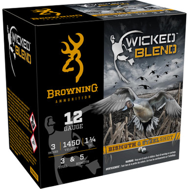 Browning Ammo B193431233 Wicked Blend 12Gauge 3" 1 1/4oz 3/5BI Shot 25 Per Box/10 Case