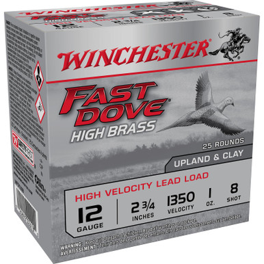 Winchester Ammo WFD128B Fast Dove & Clay High Brass 12Gauge 2.75" 1oz 8Shot 25 Per Box/10 Case