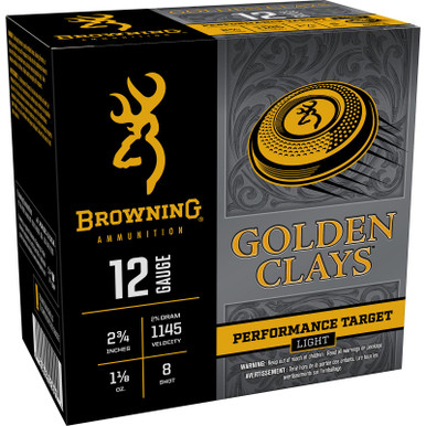 Browning Ammo BGC128 Golden Clays 12Gauge 2.75" 1 1/8oz 8Shot 25 Per Box/10 Case
