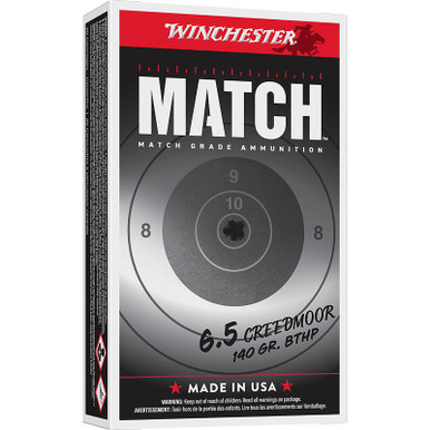 Winchester Ammo S65CM Match 6.5Creedmoor 140gr Sierra MatchKing BTHP 20 Per Box/10 Case