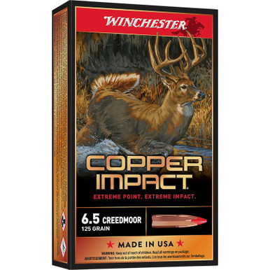Winchester Ammo X65CLF Copper Impact 6.5Creedmoor 125gr Copper Extreme Point Lead Free 20 Per Box/10 Case