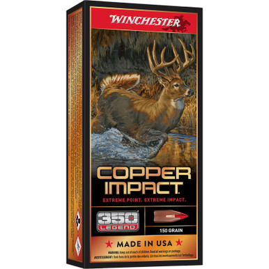 Winchester Ammo X350CLF Copper Impact 350Legend 150gr Copper Extreme Point Lead Free 20 Per Box/10 Case