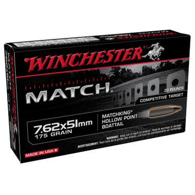 Winchester Ammo S76251M Match 7.62x51mmNATO 175gr Sierra MatchKing BTHP 20 Per Box/25 Case