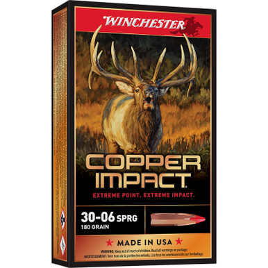 Winchester Ammo X3006CLF2 Copper Impact 30-06Springfield 180gr Copper Extreme Point Lead Free 20 Per Box/10 Case