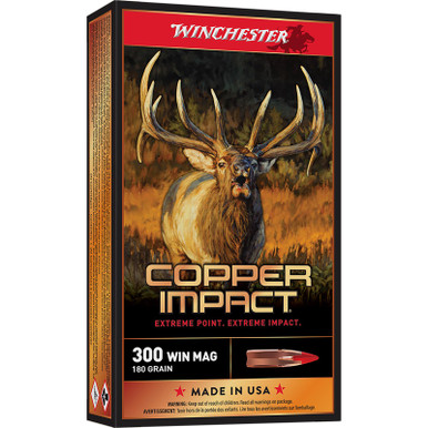 Winchester Ammo X300CLF2 Copper Impact 300WinMag 180gr Copper Extreme Point Lead Free 20 Per Box/10 Case