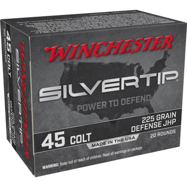 Winchester Ammo W45CST Silvertip 45Colt 225gr Silvertip Jacket Hollow Point 20 Per Box/10 Case