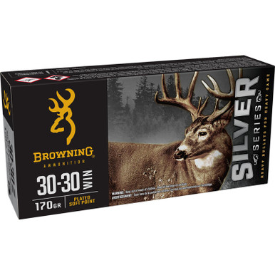 Browning Ammo B192630301 Silver 30-30Win 170gr Plated Soft Point 20 Per Box/10 Case