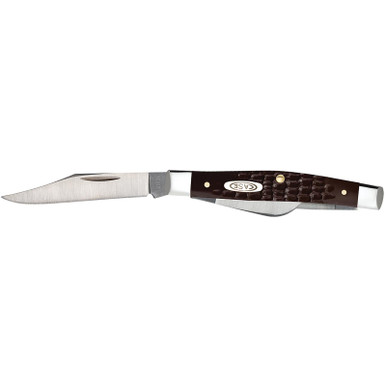 Case 00106 Stockman Medium 2.42"/1.58"/1.57" Folding Clip/Sheepsfoot/Pen Plain As-Ground Tru-Sharp SS Blade, Brown Jigged Synthetic Handle