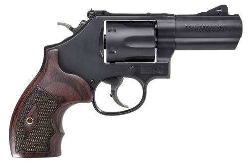 Smith & Wesson PC Model 19 Carry Comp K-Frame 357 Mag 38 Spl +P 3" PowerPort Vented Barrel, Black Frame, Wood Gri, 6 Rd