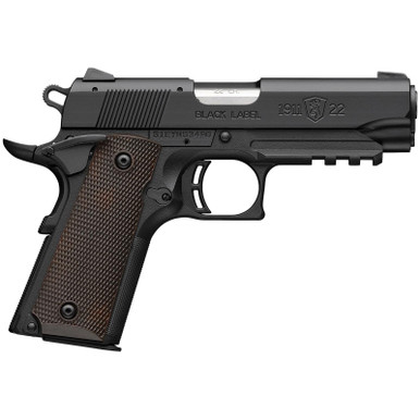 Browning 051066490 1911 Black Label Compact Frame 22 LR 10+1 3.63" Stainless Steel Barrel, Matte Black Serrated Slide, Matte Black Aluminum Frame w/Picatinny Rail, Brown Composite Grip