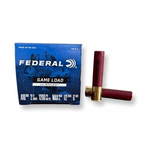Federal 410 Bore, 2 1/2″Federal Classic High Brass #6 shot size 1/2 Oz., Shotshells, 250rd Case