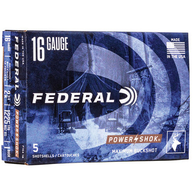 Federal Power-Shok F1641B 16 GA 2-3/4" #1 Buck 12 Pellets 5 Rounds