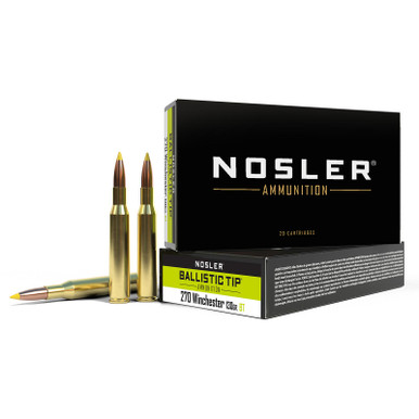 Nosler 40062 Ballistic Tip 270Win 130gr Spitzer Ballistic Tip 20 Per Box/10 Case