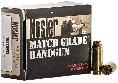 Nosler Match Grade Handgun 10mm 180gr, Jacketed Hollow Point, 20rd Box