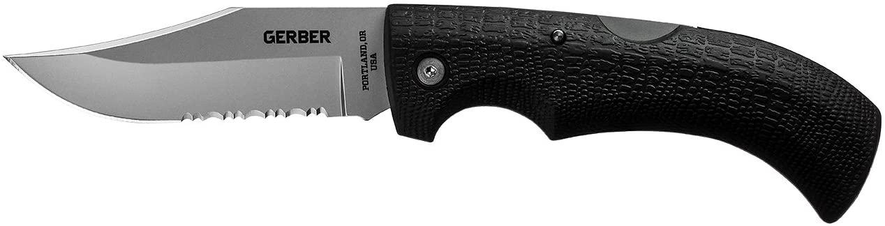 Gerber Gator 3-3/4″ Serrated Edge Clip Point Blade w/Gator Grip Handle Folding Pocket Knife #06079