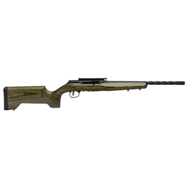 Savage Arms 47258 A Series Full Size 22 LR 10+1 18" Matte Black Spiral Fluted Threaded Barrel, Matte Black Carbon Steel Receiver w/ Picatinny Rail, OD Green Fixed Laminate Stock, Right Hand