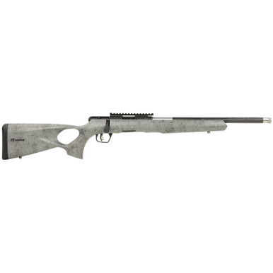 Savage Arms 70218 B Series TimberLite 22 LR 10+1 18" Carbon Fiber Threaded Barrel, Matte Black Picatinny Rail Carbon Steel Receiver, Gray w/Black Webbing Fixed Thumbhole Synthetic Stock