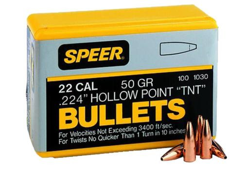 Speer Rifle 22 Caliber .224 45gr, Varmint Spitzer Soft Point 100 Box, NOT AMMO THESE ARE RELOADING BULLETS