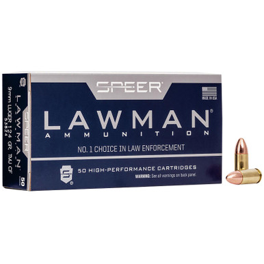 Speer 53824 Lawman Training Clean-Fire 9mmLuger 124gr Total Metal Jacket Round Nose 50 Per Box/20 Case