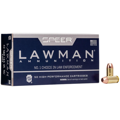 Speer 53955 Lawman 40S&W 165gr Total Metal Jacket Flat Nose 50 Per Box/20 Case