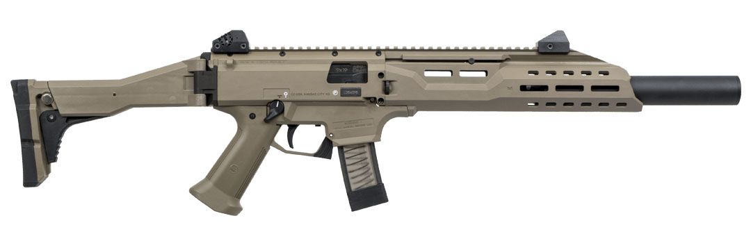 CZ Scorpion EVO 3 S1 9MM Carbine FDE 16.2″ Barrel w/Faux Suppressor Semi-Automatic Rifle #08543