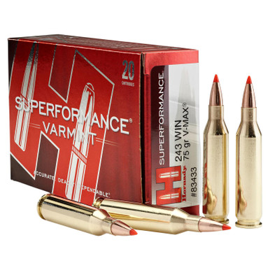 Hornady 80411 Superformance 243WSSM 75gr V-Max 20 Per Box/10 Case