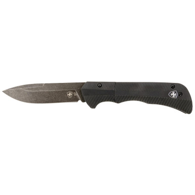 Templar Knife AAABK321 Auto Assist 3.50" Folding Drop Point Plain Black Oxide Stonewashed D2 Steel Blade, 4.25" Aluminum Handle