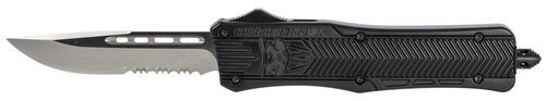 CobraTec CTK-1 Medium OTF, 3", 440C Stainless Steel, Drop Point Serrated, Black Zinc-Aluminum Alloy