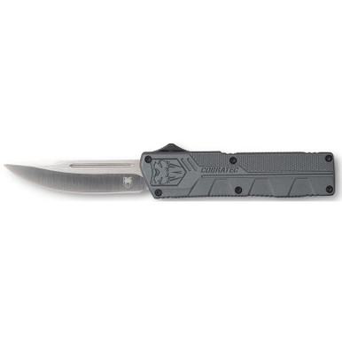 CobraTec Knives GYCTLWDNS Lightweight 3.25" OTF Drop Point Plain D2 Steel Blade/Gray Aluminum Handle Includes Pocket Clip