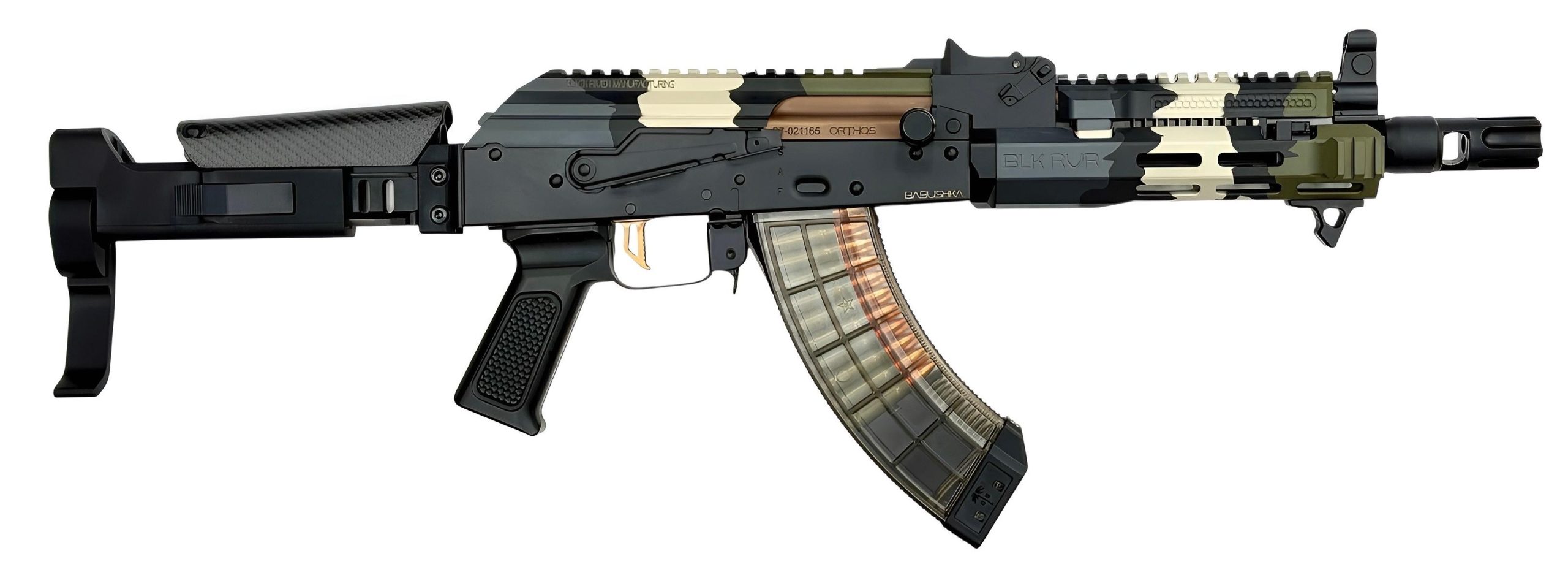 Orthos Arms Babushka Alpine AK Pistol BABAE, 7.62x39mm, 10.5", Alpine Camo Cerakote, ACX Adj. Pistol Brace, 30+1