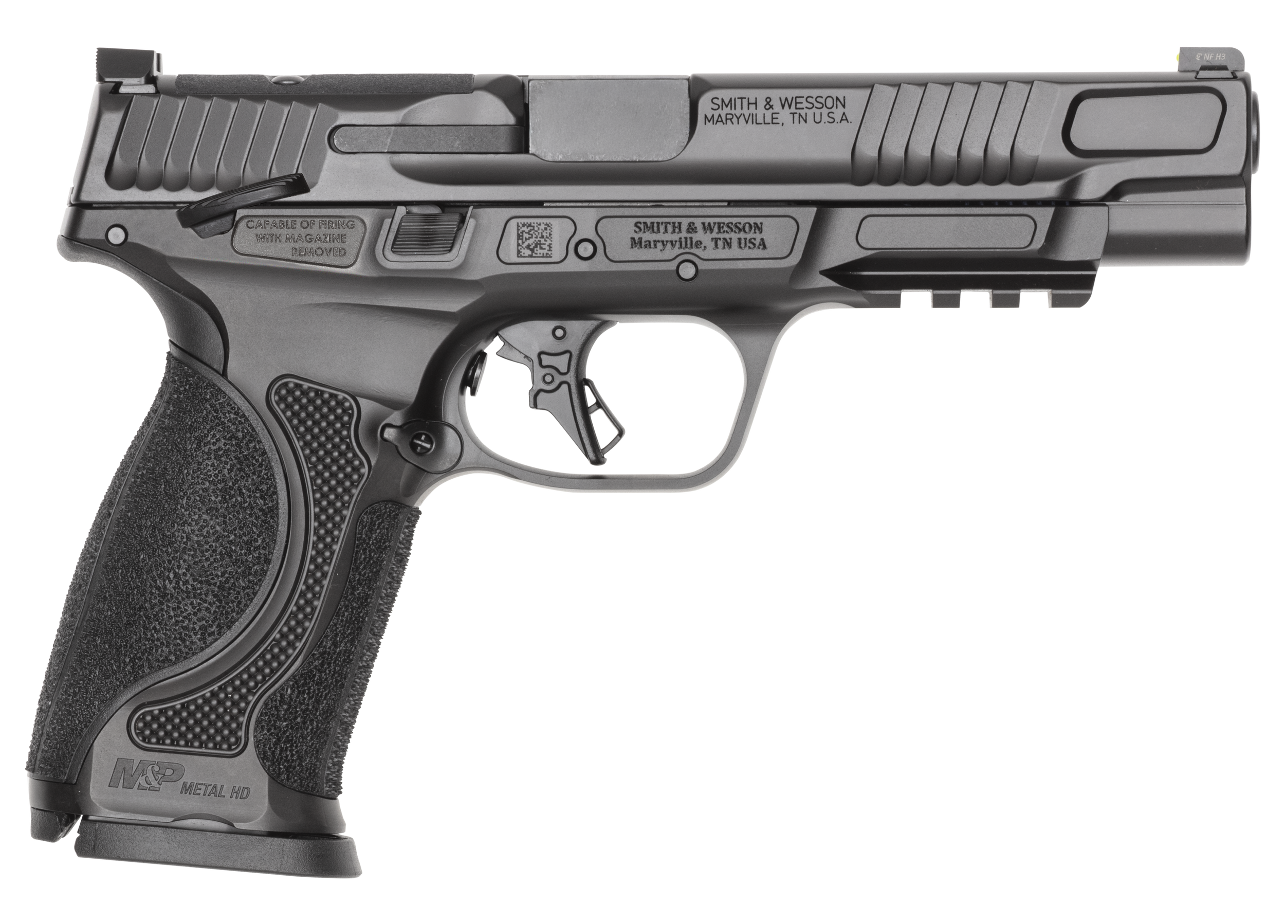 Smith and Wesson M&P M2.0 Metal Optic Ready Pistol 14673, 9mm, 5in, Interchangeable Backstrap Grips, Black Armornite Finish, 10 Rds