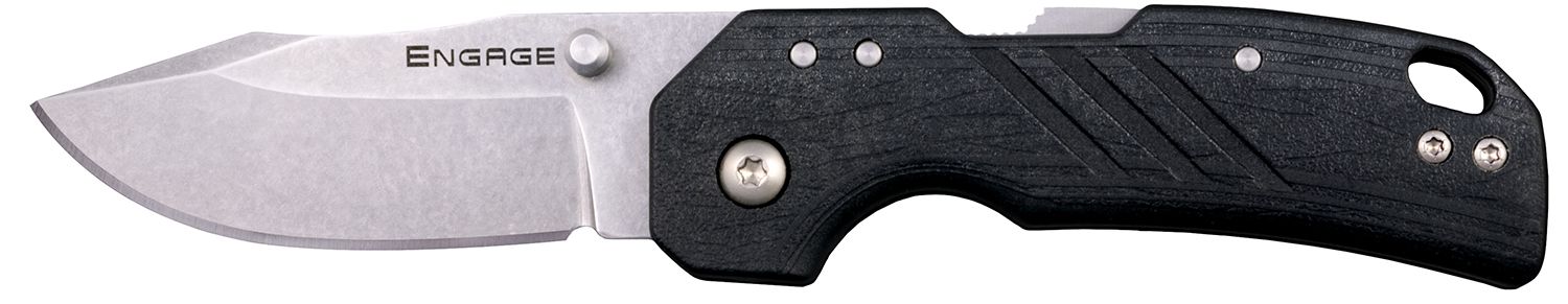 Cold Steel CSFL25DPLC, Engage, 2.5", Folding Clip Point Plain Stonewashed Blade, Black GFN Handle Includes Belt Clip