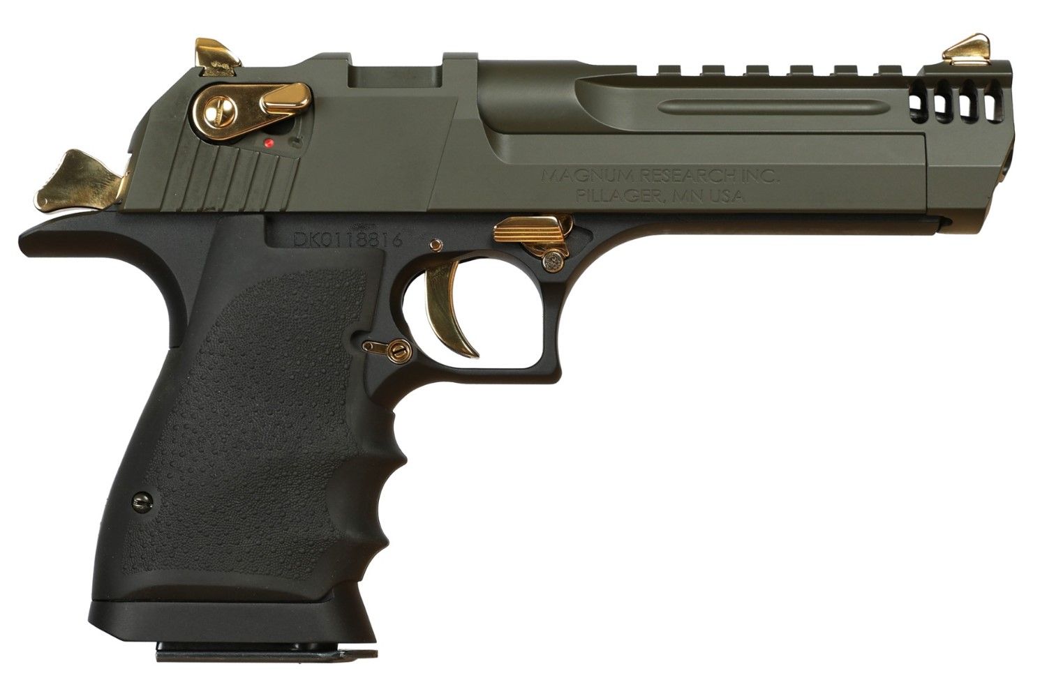 Magnum Research Desert Eagle L5 Pistol DE44L5MSG, 44 Magnum, 5.0in, Rubber Grips, Mil-Spec Green Cerakote, 8 Rds