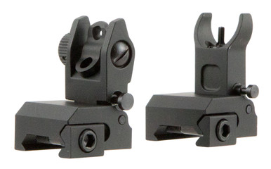 TacFire AR Low Profile Flip-Up Iron Sights Front and Rear Combo - Black Anodized Aluminum