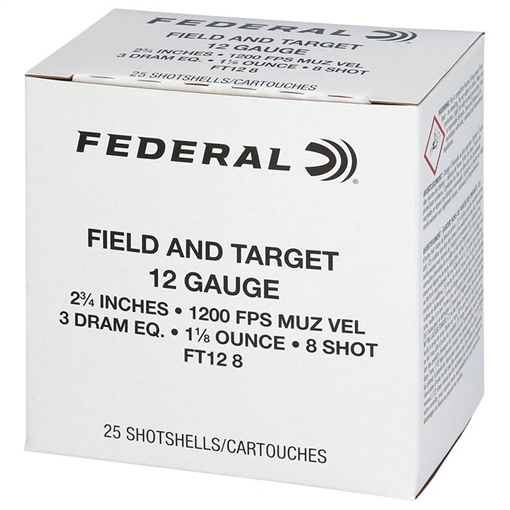 Federal 12 GAUGE 2-3/4'' 1-1/8OZ #8 25/BOX FT12 8