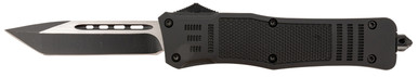 Steel River Knives Spartan OTF Knife - 3.75" 440C Two-Tone Tanto Blade, Black Aluminum Zinc Alloy Handle