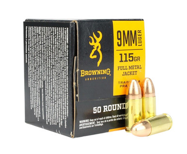 Browning B191800093 9mm Luger Ammo 115 Grain Full Metal Jacket (FMJ) - 50 Round Box